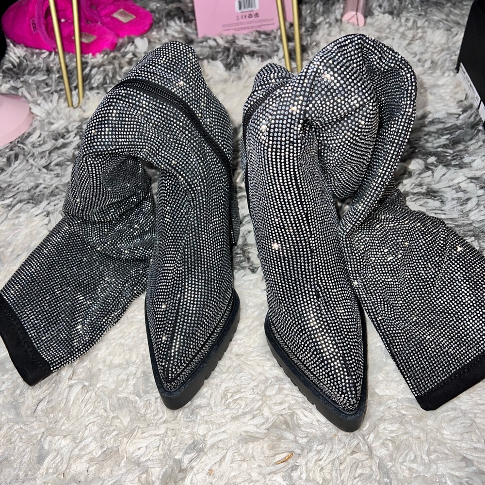 Fashion Nova Sparkling Rhinestone Over The Knee Boots